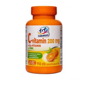 1x1 Vitaday C-vitamin 200 mg D3, Cink rágótabletta, 90 db