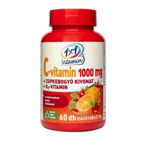 1x1 vitaday C-vitamin + D3-vitamin + Csipkebogyó Rágótabletta, 60 db