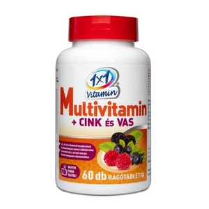 1x1 Vitaday multivitamin + cink és vas, erdei gyümölcs ízű rágótabletta, 60 db