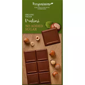 Benjamissimio bio vegán csokoládé mogyorós pralinéval hozzáadott cukor nélkül, 70 g