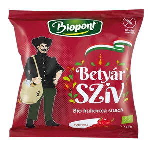 Biopont bio kukorica snack betyár szív paprikás ízesítéssel 45 g