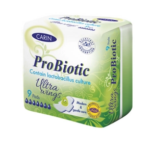 Carin probiotic ultravékony szárnyas intimbetét, 9 db