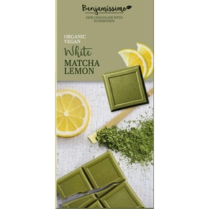 Benjamissimio bio vegán fehér csokoládé matcha tea és citrom, 70 g