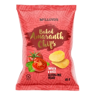 Mclloyds bio amaranth chips sült snack paradicsomos bazsalikomos, 65 g
