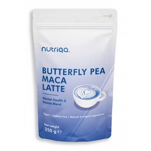 Nutriqa vegan koffeinmentes pillangóborsó-maca latte, 250 g