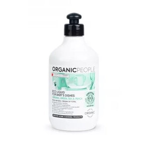 Organic People mosogatószer babaedényekhez bio zöld teával és barackkal, 500 ml