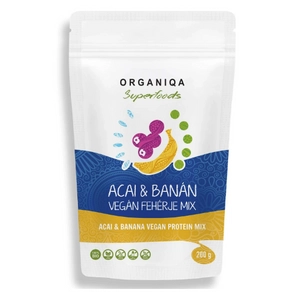 Organiqa 100% Bio acai-banán vegán fehérje mix, 200 g