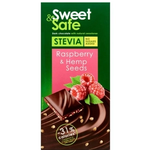 Sweet&amp;safe étcsoki málnával, kenderrel, steviával, 90 g