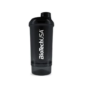 BioTech Keverőpalack Wave+ Compact 500ml (+150ml) fekete-füst