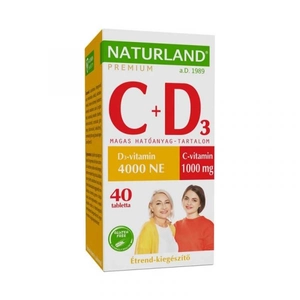 Naturland 1000mg c-vitamin+4000ne d-vitamin tabletta 40 db