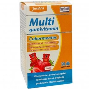 Jutavit multivitamin gumivitamin cukormentes eper ízű 50 db