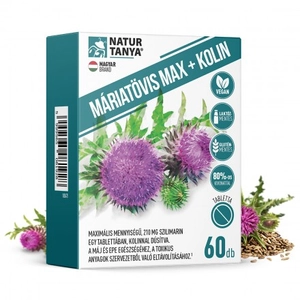 Natur Tanya® MÁRIATÖVIS MAX + KOLIN - Maximális mennyiségű szilimarin, kolinnal a máj és az epe egészségéhez, 60db
