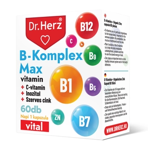 Dr. Herz B-Komplex Max + C-vitamin + Inozitol + Szerves Cink 60db