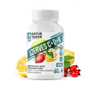 Natur Tanya® Szerves C+D+K - Retard 1000mg C-vitamin, 2000IU D3-vitamin, 30 µg natto fermentált K2-vitamin