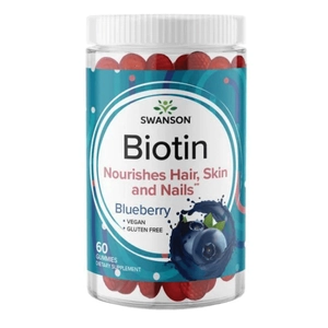 Swanson Biotin  Blueberry Gumivitamin 2500 mcg, 60 db