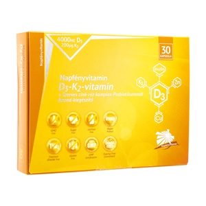 Napfényvitamin D3-K2-vitamin és szerves cink-réz komplex prebiotikummal, 30db