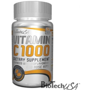 BioTech Vitamin C 1000 bioflavonoiddal és csipkebogyó kivonattal, 250 tabletta