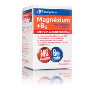 InnoPharm Magnézium-laktát + B6-vitamin filmtabletta, 100 db