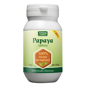 Zöldvér 100%-os papaya tabletta, 60+18 db