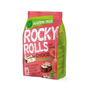 Rocky Rolls Puffasztott rizs korong eper ízű csoki bevonattal, 70 g