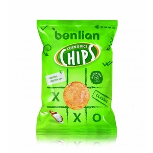 Benlian Kukorica &amp; Barnarizs Chips Sós, 50 g