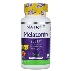 Natrol Melatonin 5 mg, gyors felszívódású, eper ízű tabletta, 90 db