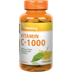 Vitaking C-vitamin 1000 mg Bioflavonoid, acerola, csipkebogyó tabletta, 90 db