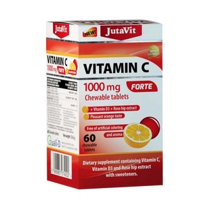 JutaVit C-vitamin 1000mg Forte rágótabletta + D3 + csipkebogyó kivonat 60db (narancs)
