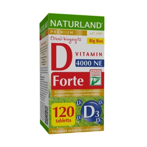 Naturland Prémium D-vitamin Forte Tabletta, 120 db