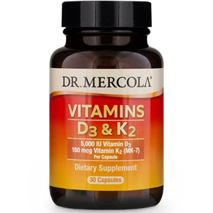 Dr. Mercola, Vitamins D3 &amp; K2, 30 Capsules 