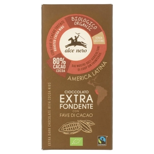 Alce Nero bio 80% étcsokoládé kakaóbab-darabkákkal 100g