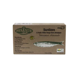 Szardínia bio extraszűz oliva olajban, dobozban 125g