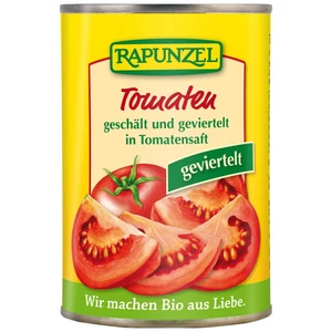 Rapunzel bio hámozott, negyedelt paradicsom paradicsomlében, 400 g
