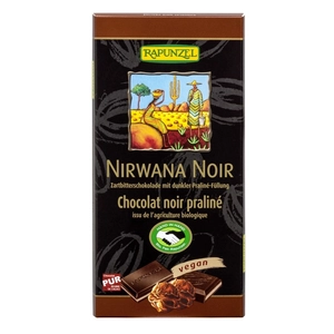 Rapunzel bio Nirwana Noir keserű töltött csokoládé, vegán, 100 g