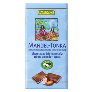Rapunzel bio tejcsokoládé mandula-tonka krémmel, 100 g
