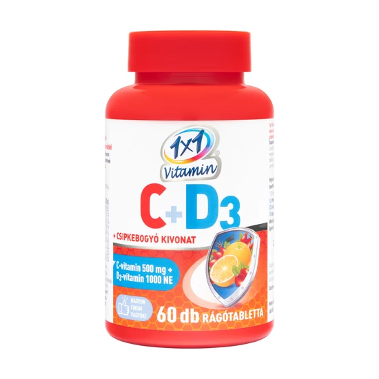 1x1 vitamin c-vitamin 500mg+d3+csipkebogyó rágótabletta narancs 60 db