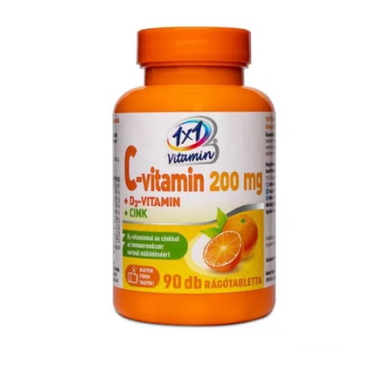 1x1 Vitaday C-vitamin 200 mg D3, Cink rágótabletta, 90 db