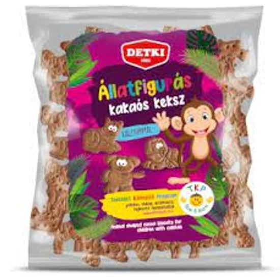 Detki Állatfigurás kakaós keksz gyerekeknek kalciummal, 160 g