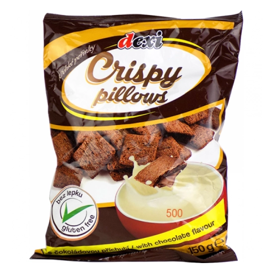 Dexi Crispy Pillows csokoládé ízesítésű párnák, 150 g