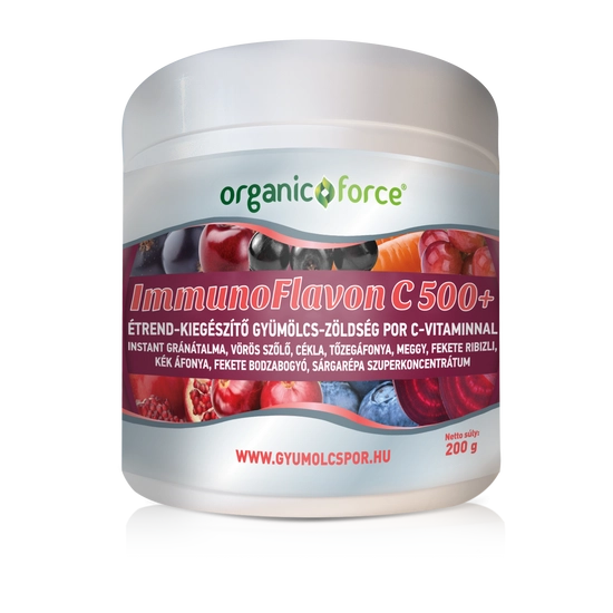 ImmunoFlavon C 500+ Gyümölcs-zöldség szuperkoncentrátum por C-vitaminnal, 200g