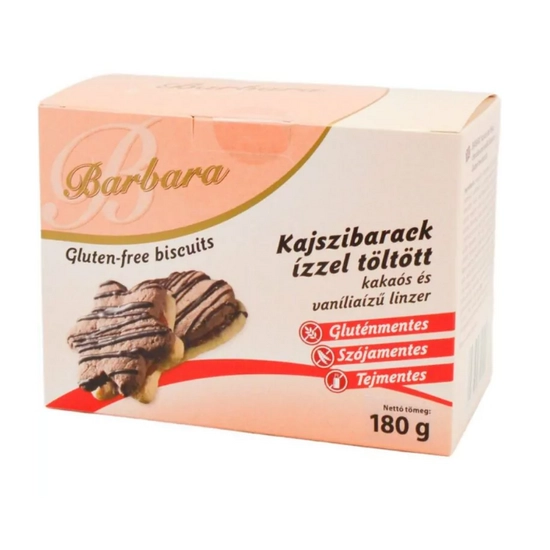 Barbara gluténmentes keksz, kajszis kakaós vaniliás linzer 150g