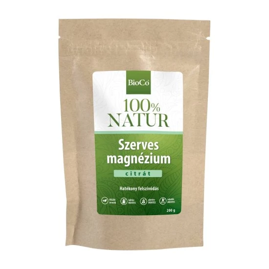 BioCo 100% NATUR Szerves Magnézium tasakos por (citrát) 200g