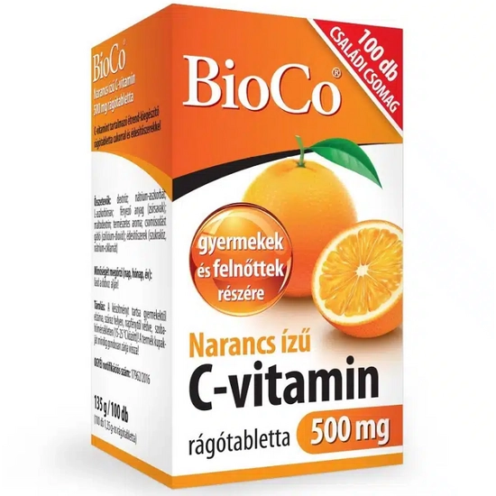 BioCo narancs ízű C-vitamin 500 mg rágótabletta,  60 db