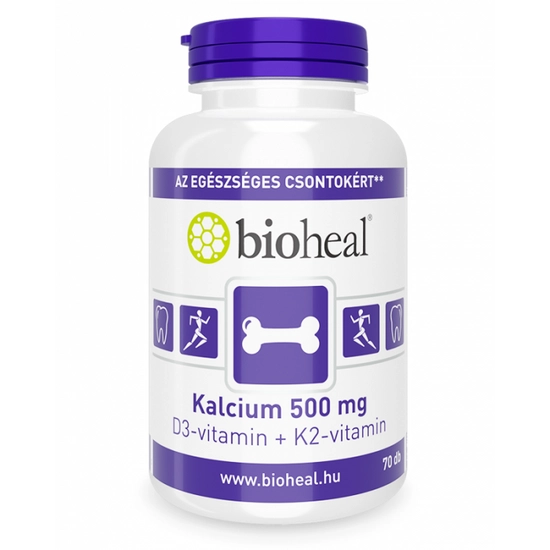 Bioheal kalcium 500 mg+d3-vitamin+k2-vitamin tabletta 70 db
