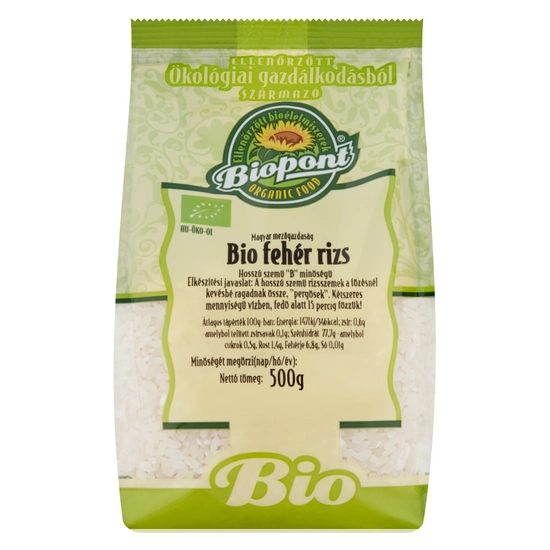 Biopont bio fehér rizs, hosszú szemű, 500 g