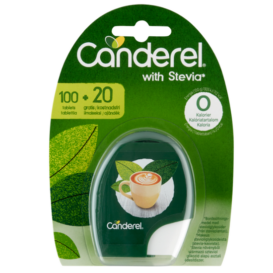 Canderel stevia alapú édesítőszer tabletta 100+20 db-os, 120 db