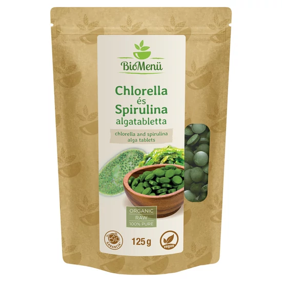 Biomenü Bio Chlorella &amp; Spirulina Tabletta, 125 g