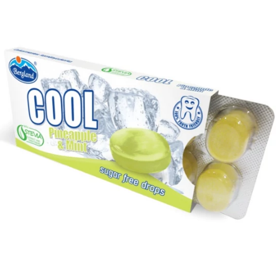 Cool  ananász-mentol ízű cukormentes cukorka, 16 g