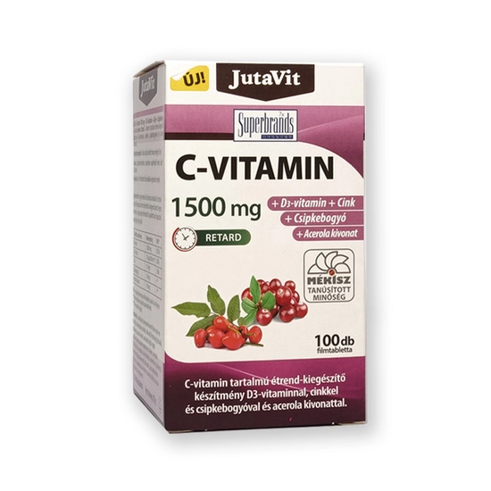 JutaVit C-vitamin 1500mg Csipkebogyó + Acerola + D3 filmtabletta, 100 db