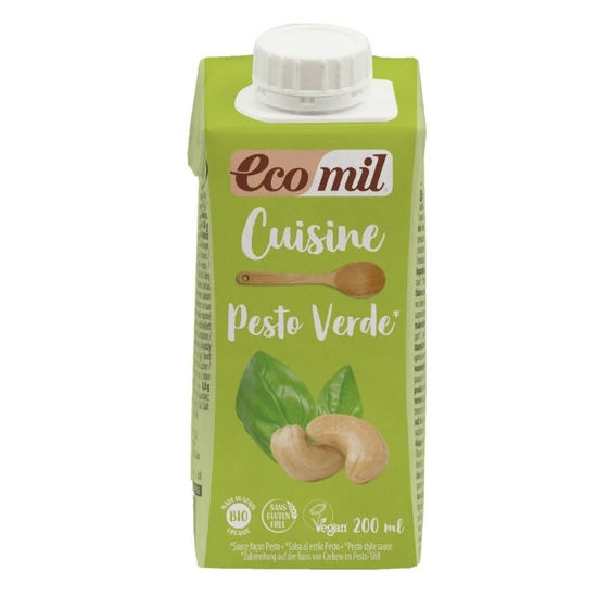 Ecomil bio konyhai főzőalap kesudióból zöld pesto ízesítéssel, 200 ml